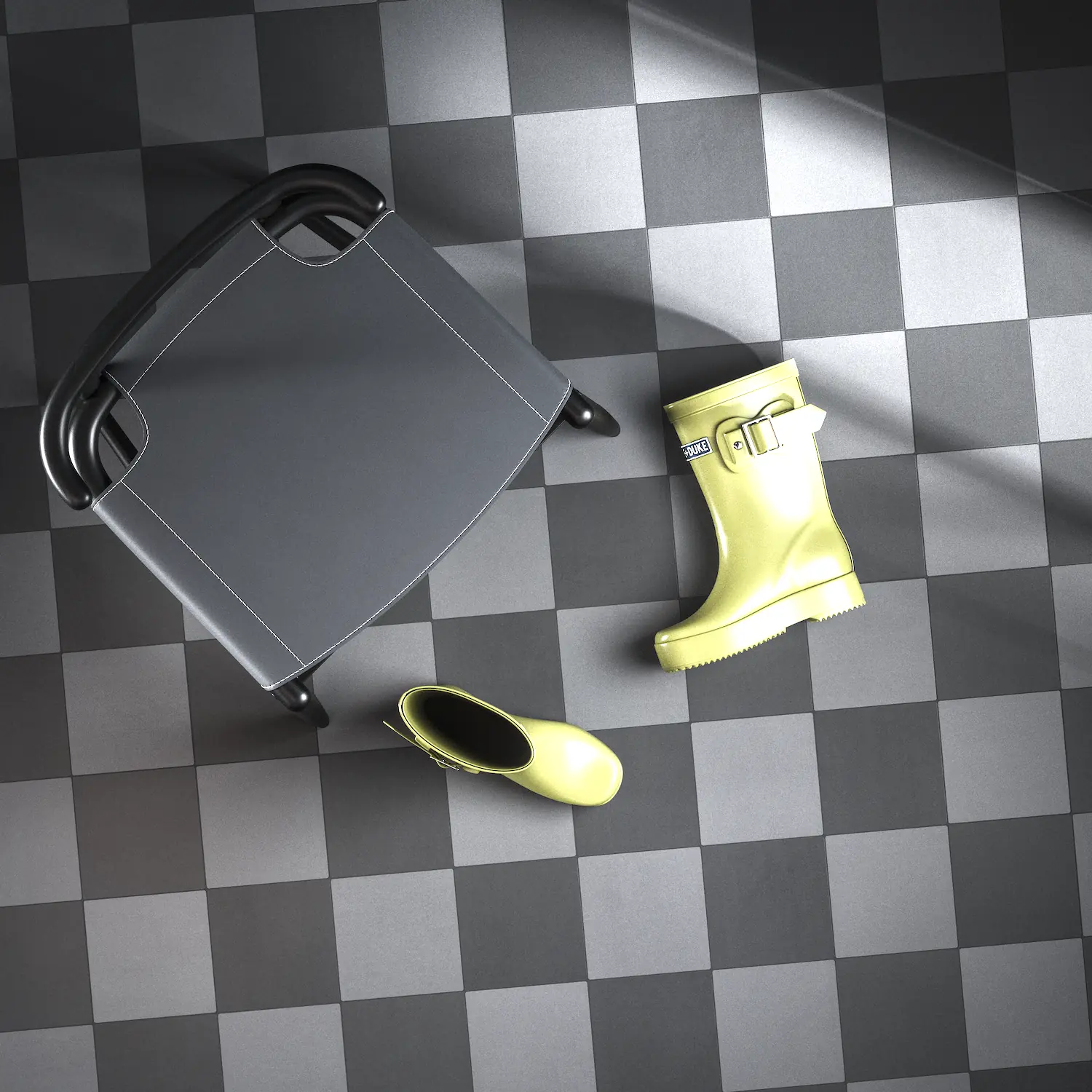 Sol damier ciment gris noir Sol carreaux ciment authentique avec motif damier gris noir