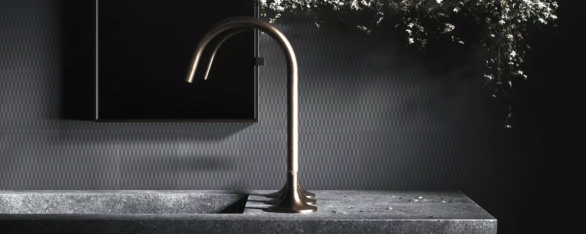 Carrelages design modernes avec finition mate naturelle en tons noir et anthracite pour revêtement mural