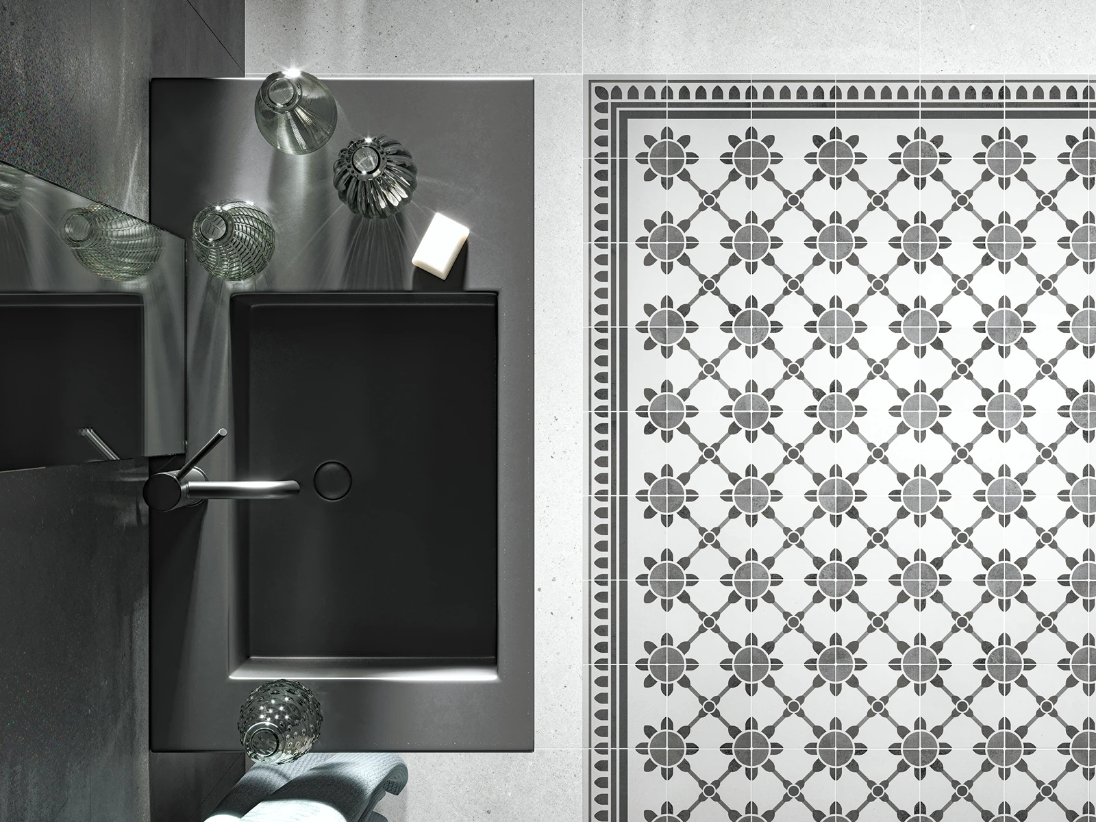 Sol en carreaux décoratifs