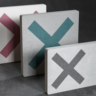 Vue de dessus de trois pièces de carreaux de la collection Dune