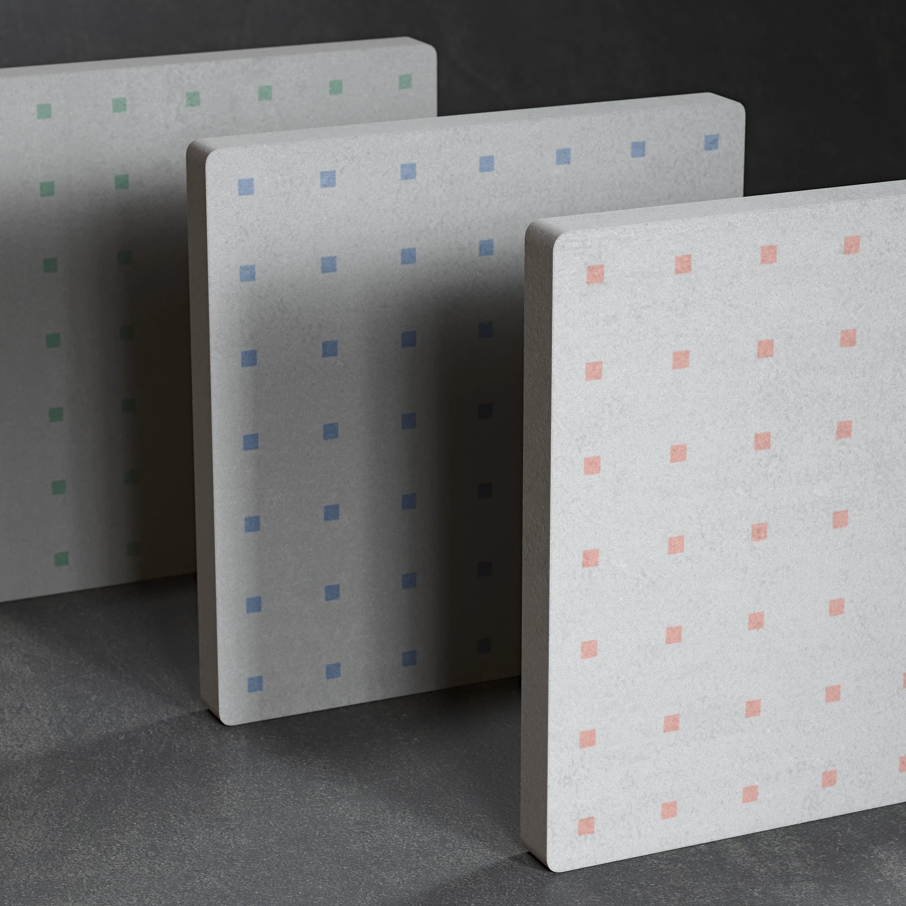 Vue de dessus de trois pièces de carreaux de la collection Époque