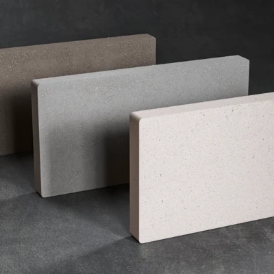 Vue de dessus de trois pièces de carreaux de la collection Paviblock