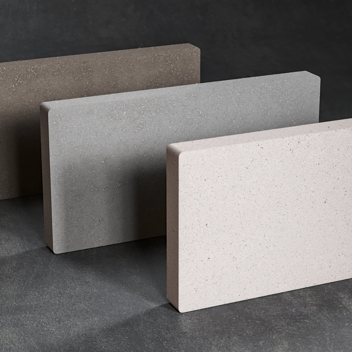 Vue de dessus de trois pièces de carreaux de la collection Paviblock