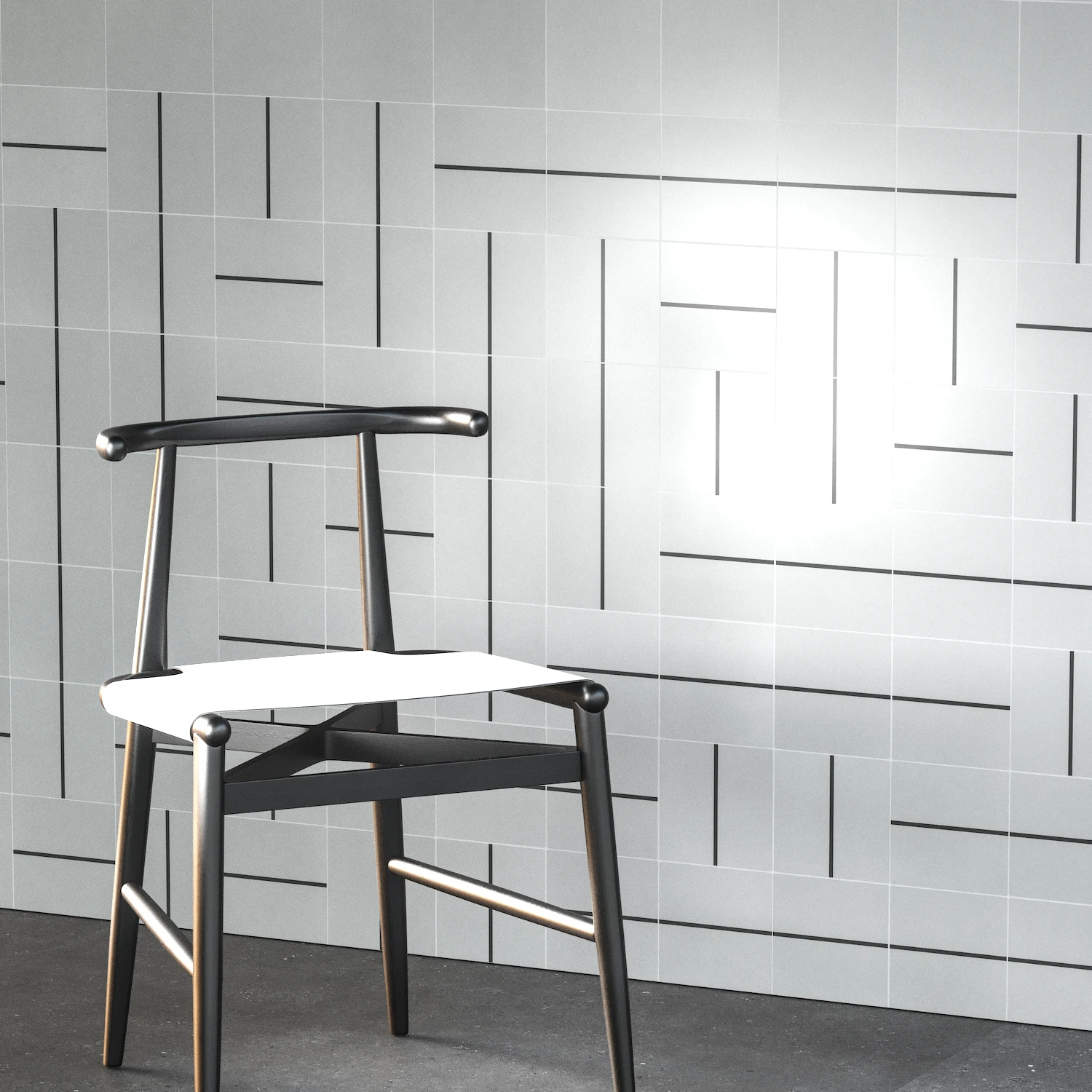 Revêtement architectural blanc Revêtement mural minimaliste en béton blanc avec motifs de lignes noir anthracite