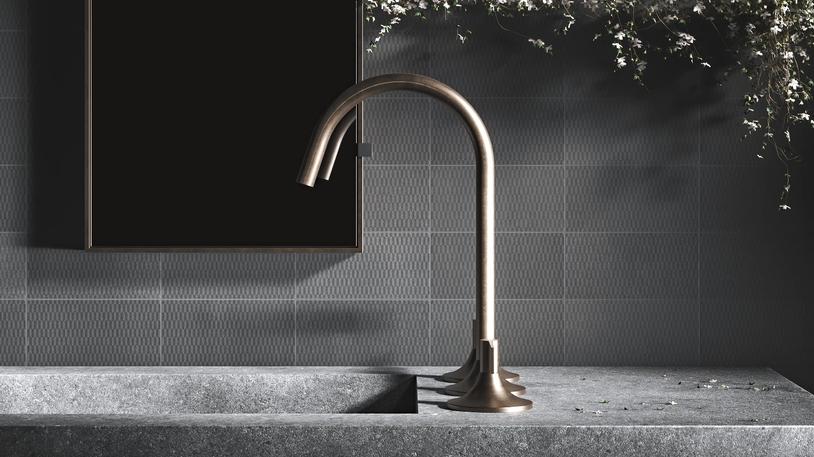 Revêtement mural posés sur les murs d'une salle de bain