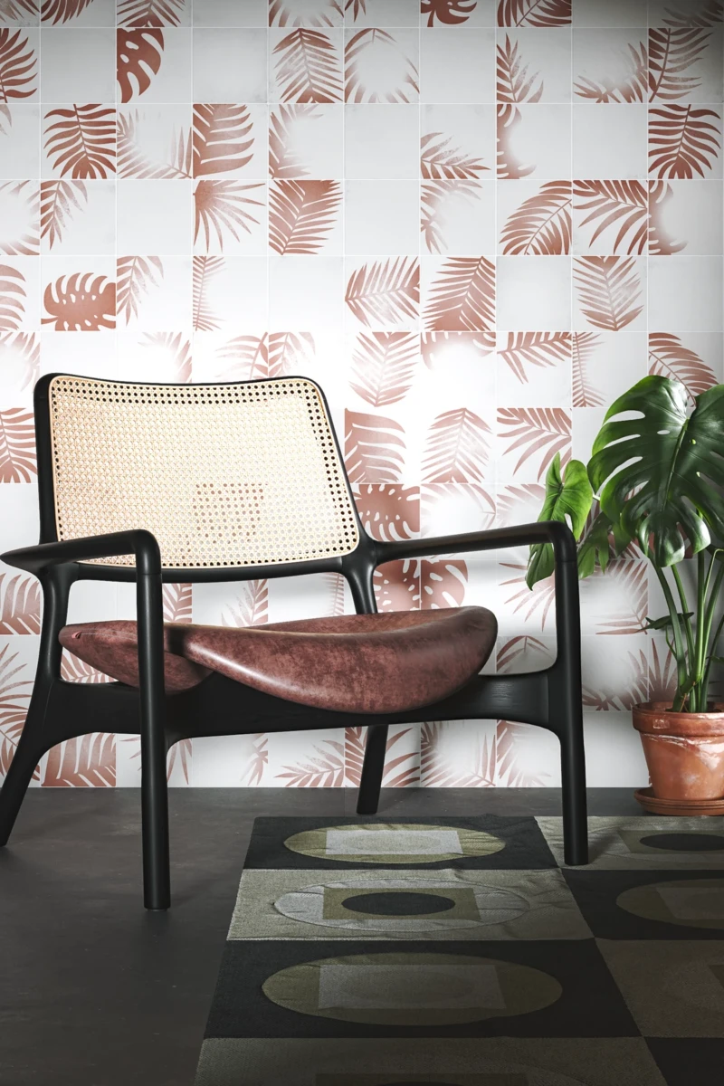 Revêtement mural avec carreaux effet vintage avec motif en couleur rouge terre cuite